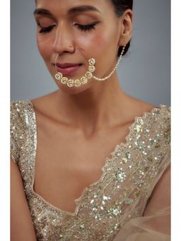 VIVINIA By Vidhi Mehra - Saadgi Gold Plated Kundan Polki Womens Nath With Chain