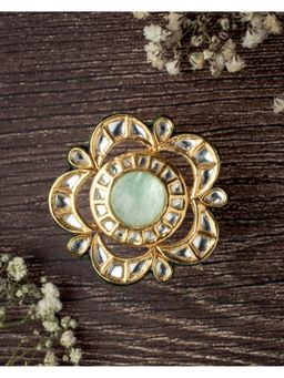 VIVINIA By Vidhi Mehra - Saadgi Gold Plated Green Womens Kundan Polki Ring