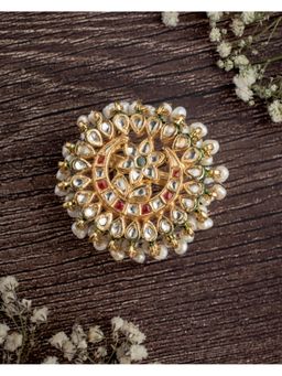 VIVINIA By Vidhi Mehra - Saadgi Gold Plated Green Womens Kundan Polki Ring
