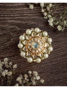 VIVINIA By Vidhi Mehra - Saadgi Gold Plated Green Womens Kundan Polki Ring