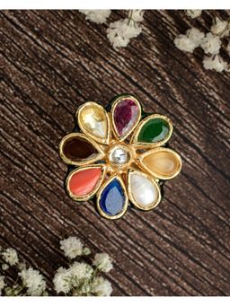 VIVINIA By Vidhi Mehra - Saadgi Gold Plated Multicolored Womens Kundan Polki Ring