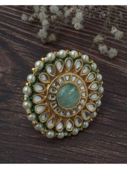 VIVINIA By Vidhi Mehra - Gold Plated Green Womens Kundan And Polki Ring