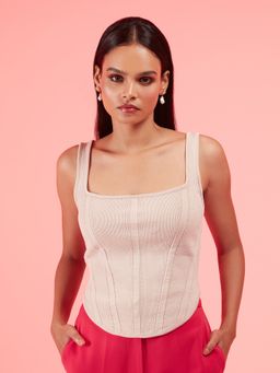 RSVP by Nykaa Fashion - Beige Sleeveless Corset Top