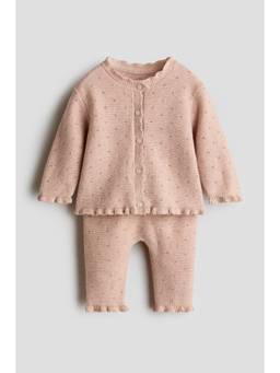 H&M - Girls Beige 2-Piece Fine-Knit Set