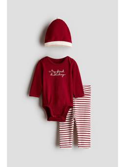 H&M - Girls Red 3-Piece Cotton Jersey Set