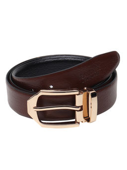 Teakwood - Men Brown Textured Genuine Leather Semi Formal Belt