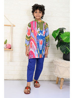 The Cotton Staple - Patchwork Ikat Kurta and Pants (Set of 2)