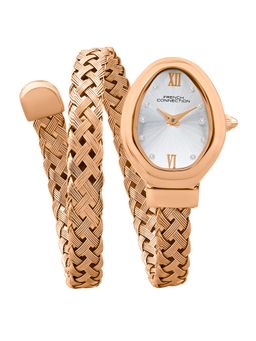 French Connection - Women Surpent Oval Silver Dial Analog Watch - FCN0152SRGM (M)