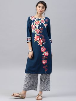 Vaamsi - Women Viscose Rayon Printed Straight Kurta (PK1507)