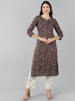 Vaamsi - Women Purple Cotton Printed Straight Kurta (VCK8543)
