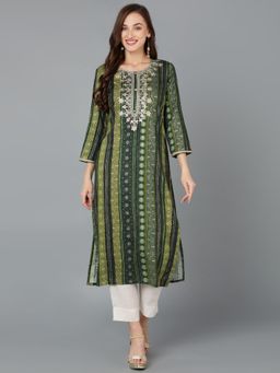 Vaamsi - Women Green Viscose Rayon Printed regular Fit Kurta (VCK9102)