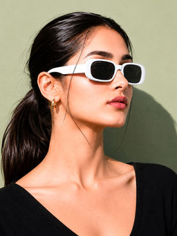 ROYAL SON - Narrow Rectangle UV Protection Sunglasses For Women Sunglasses Black - CHIWM00120-C3