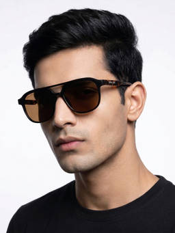 ROYAL SON - Dusk Metal Black Frame Orange Lens Oval Rimless Sunglasses- Dusk_Coral_20273 (50)