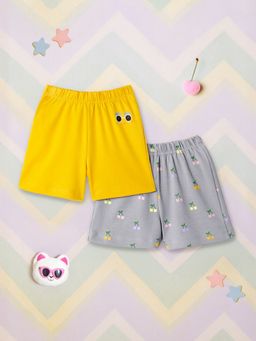 Nautinati - Yellow and Grey Pigment Print Shorts for Boys (Pack of 2)