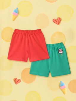 Nautinati - Green and Red Pigment Shorts for Boys (Pack of 2)