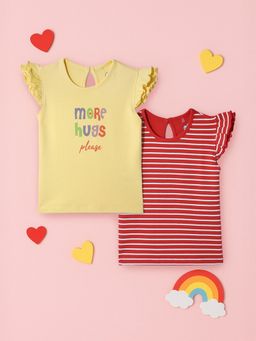 Nautinati - Printed and Striped Tops for Girls (Pack of 2)