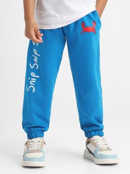 Nautinati - Blue Typography Cotton Joggers for Boys