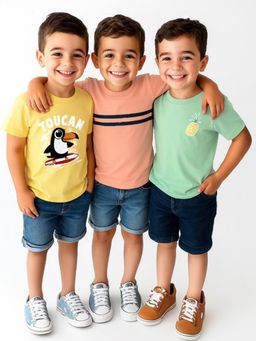 Nautinati - Boys Cotton Printed T-shirts (Pack of 3)
