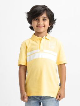 Nautinati - Yellow Colorblock Cotton Polo T-shirt for Boys