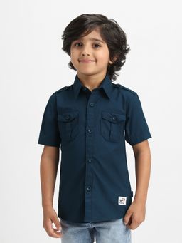 Nautinati - Navy Blue Cotton Shirt for Boys