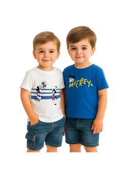 Nautinati - Boys Cotton Mickey Mouse Printed T-shirt (Pack of 2)