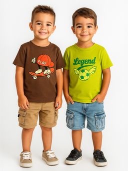 Nautinati - Boys Cotton Printed T-shirt (Pack of 2)