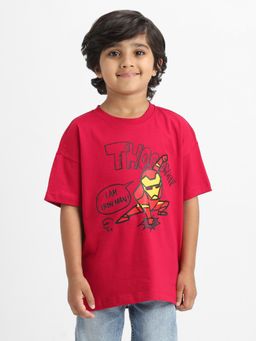 Nautinati - Red Iron-Man Print T-shirt for Boys