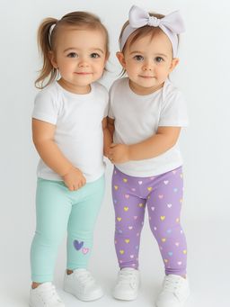 Nautinati - Girls Cotton Printed Leggings (Pack of 2)