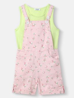 Nautinati - Girls Cotton Top with Kangaroo Pouch Pocket Dungaree