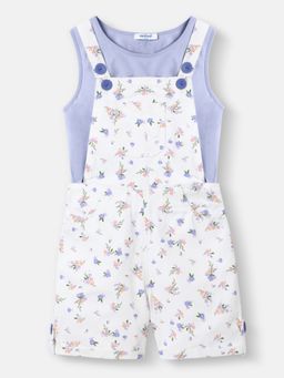 Nautinati - Girls Cotton Top with Kangaroo Pouch Pocket Dungaree