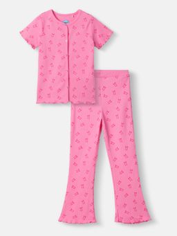 Nautinati - Girls Derby Rib All-over Printed Co-Ord Set-Pink
