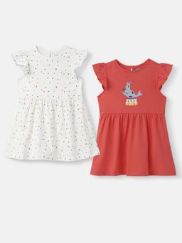 Nautinati - Girls Printed Cotton Dress (Pack of 2)