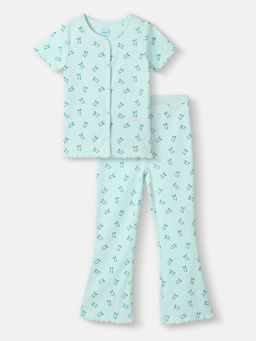 Nautinati - Girls Derby Rib All-over Printed Co-Ord Set-Green