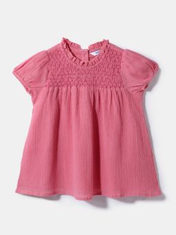 Nautinati - Pink Shirred Solid Top for Girls