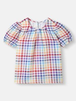 Nautinati - Girls Checks Printed Sleeveless Top