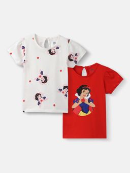 Nautinati - Girls Snow White Printed Cotton Top (Pack of 2)