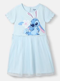 Nautinati - Girls Lilo and Stitch Printed Mesh Dress