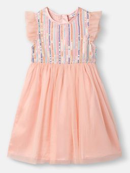 Nautinati - Girls Sequined Mesh Party Dress