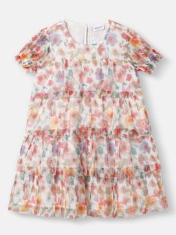 Nautinati - Girls Floral Mesh Tiered Dress