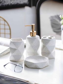 Ekhasa - White Ceramic Bathroom Accessories (Set Of 4)