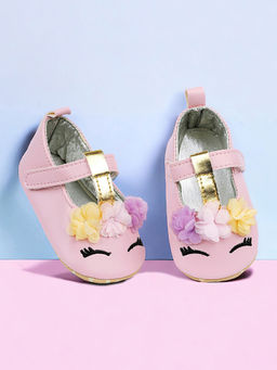 Baby Moo - Cute Princess Metallic T-Strap Anti-Skid Ballerina Pink