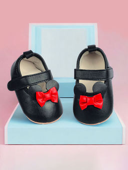 Baby Moo - Mini Mouse Bow Velcro Strap Anti-Skid Ballerina Black