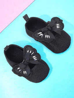 Baby Moo - Butterfly Bow Shiny Party Anti-Skid Ballerina Black