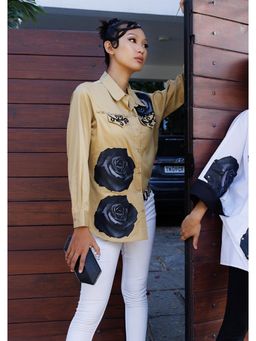 Richaa Goenka - Beige Comfort Fit Cotton Shirt