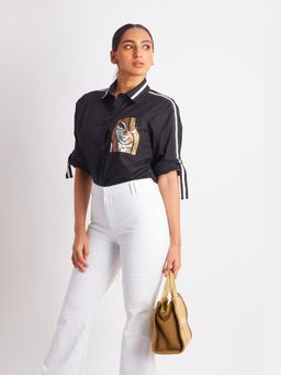 Richaa Goenka - Black Embroidered Pocket Shirt