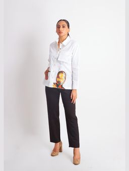Richaa Goenka - White Comfort Fit Cotton Embroidered Shirt