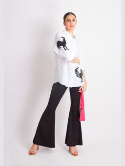 Richaa Goenka - White Comfort Fit Cotton Embroidered Shirt