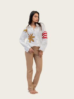 Richaa Goenka - White Cotton Embellished Shirt