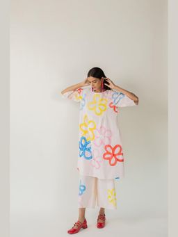 Silai Studio - Bubble Bloom Pink Embroidered Tunic