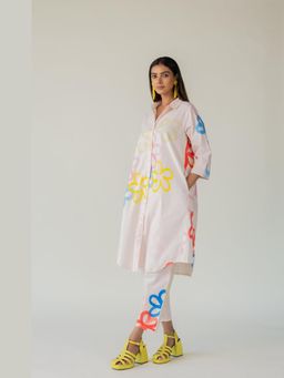 Silai Studio - Bubble Bloom Pink Button-down Tunic
